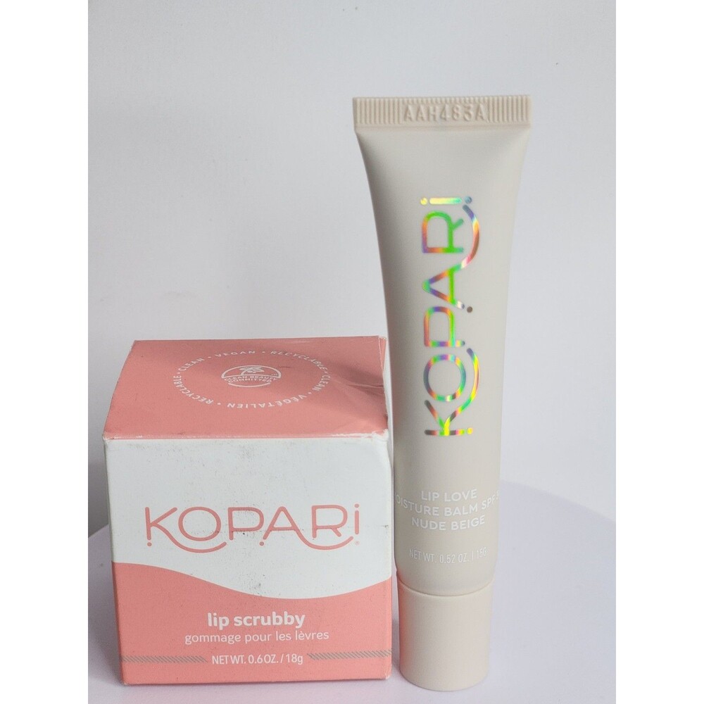 Kopari Duo Lip Scrubby 18g & Lip Love Balm Spf 30 Nude Biege 8/27 msrp$44